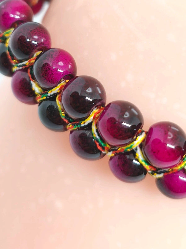 Bracelet double en oeil de tigre rose 6mm