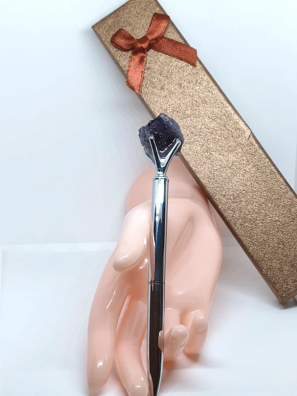 Stylo avec pierre d'améthyste