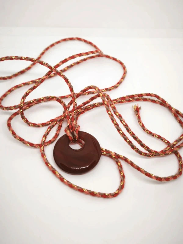 Collier en cornaline cordon ajustable