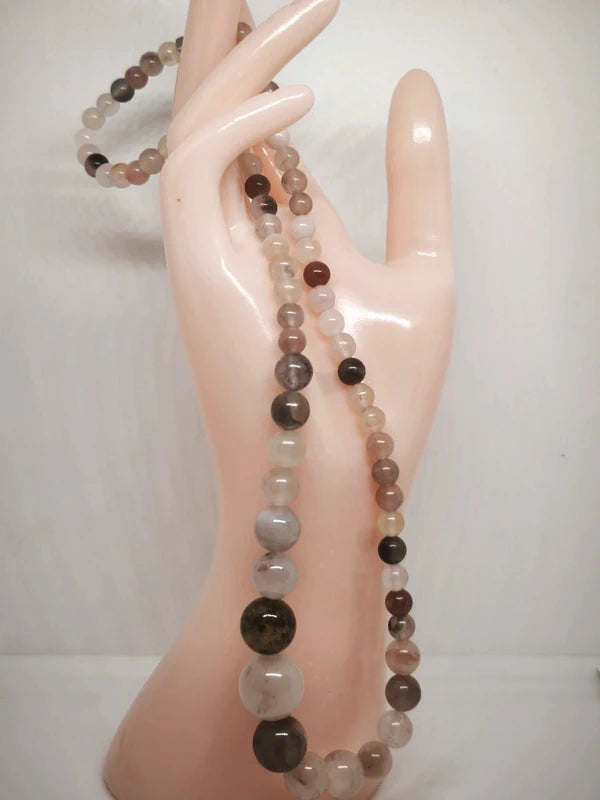 Collier en perles de quartz fumé