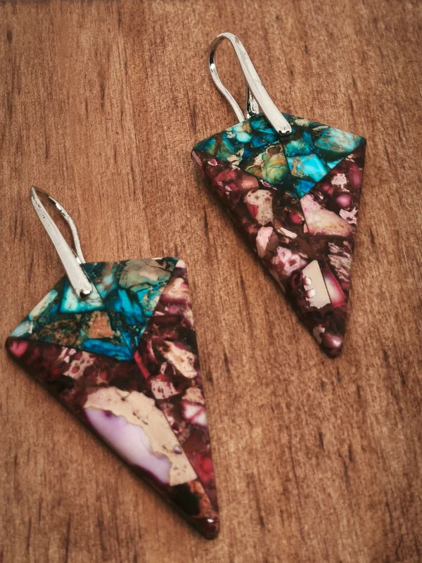 Boucles d'oreilles triangulaire en variscite