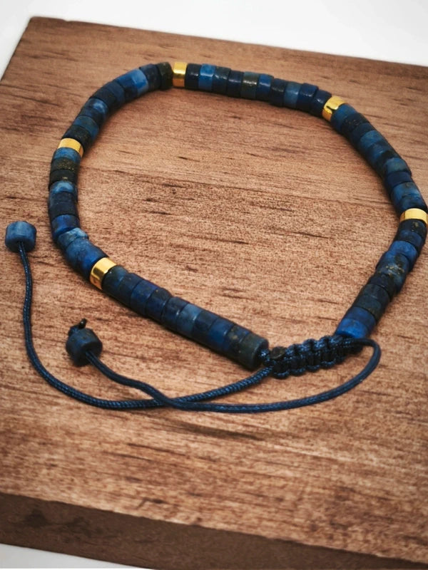 Bracelet ajustable lapis lazuli 4mm