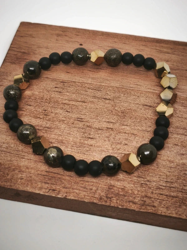 Bracelet tourmaline et pyrite 8mm