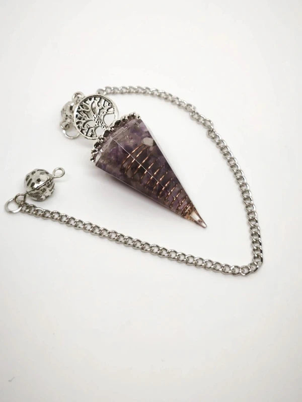 Pendule divinatoire orgonite en améthyste