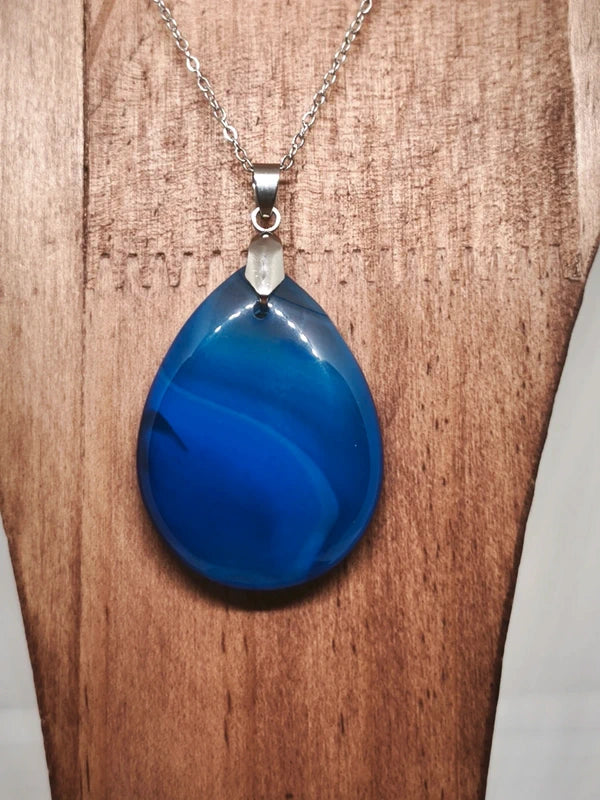 Collier en agate bleue