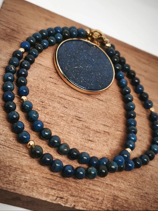 Collier en lapis lazuli 4mm avec pendentif