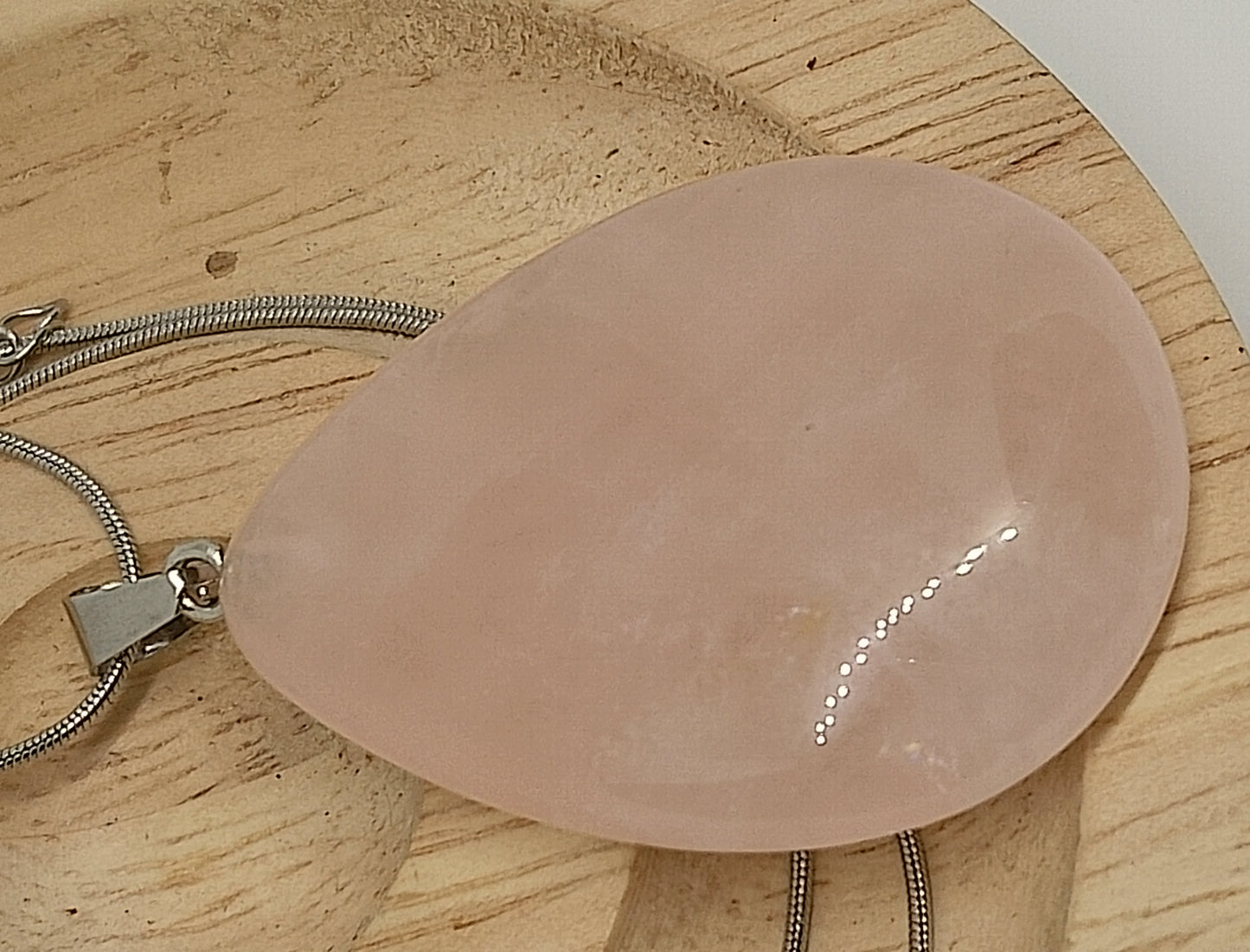Collier goutte en quartz rose