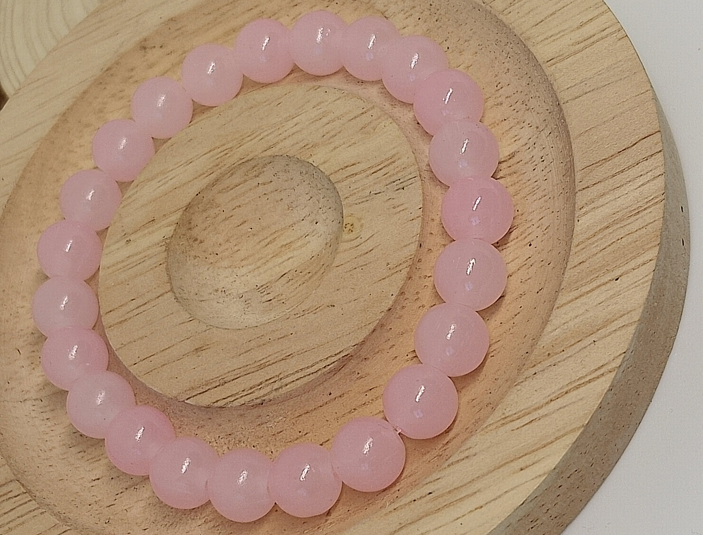 Bracelet en quartz rose 8mm 15-16cm