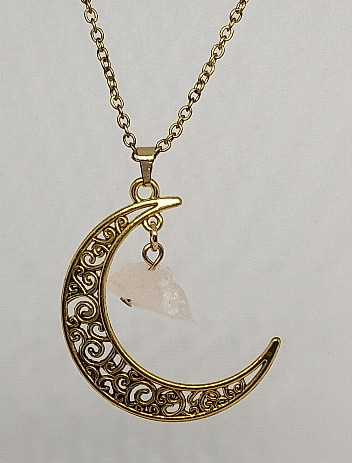 Collier quart de lune quartz blanc