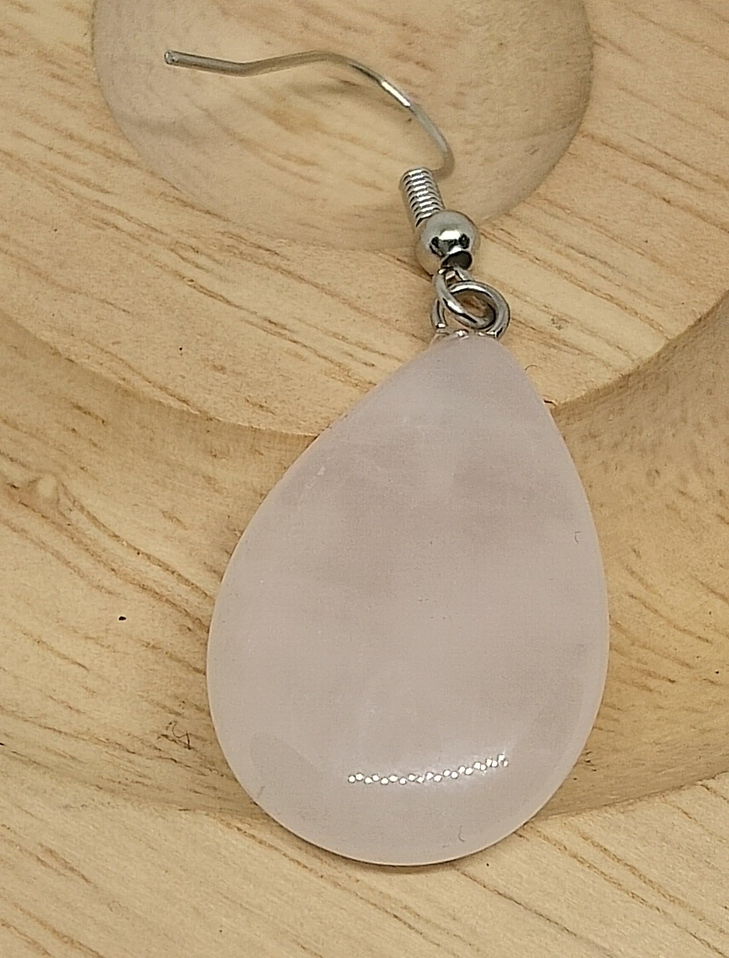 Collier et boucles d'oreilles gouttes en quartz rose