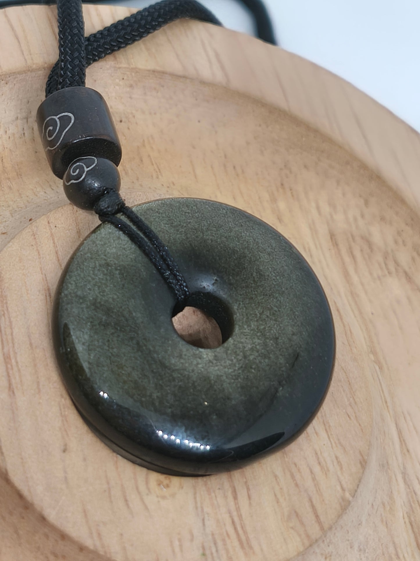 Collier donuts en obsidienne dorée