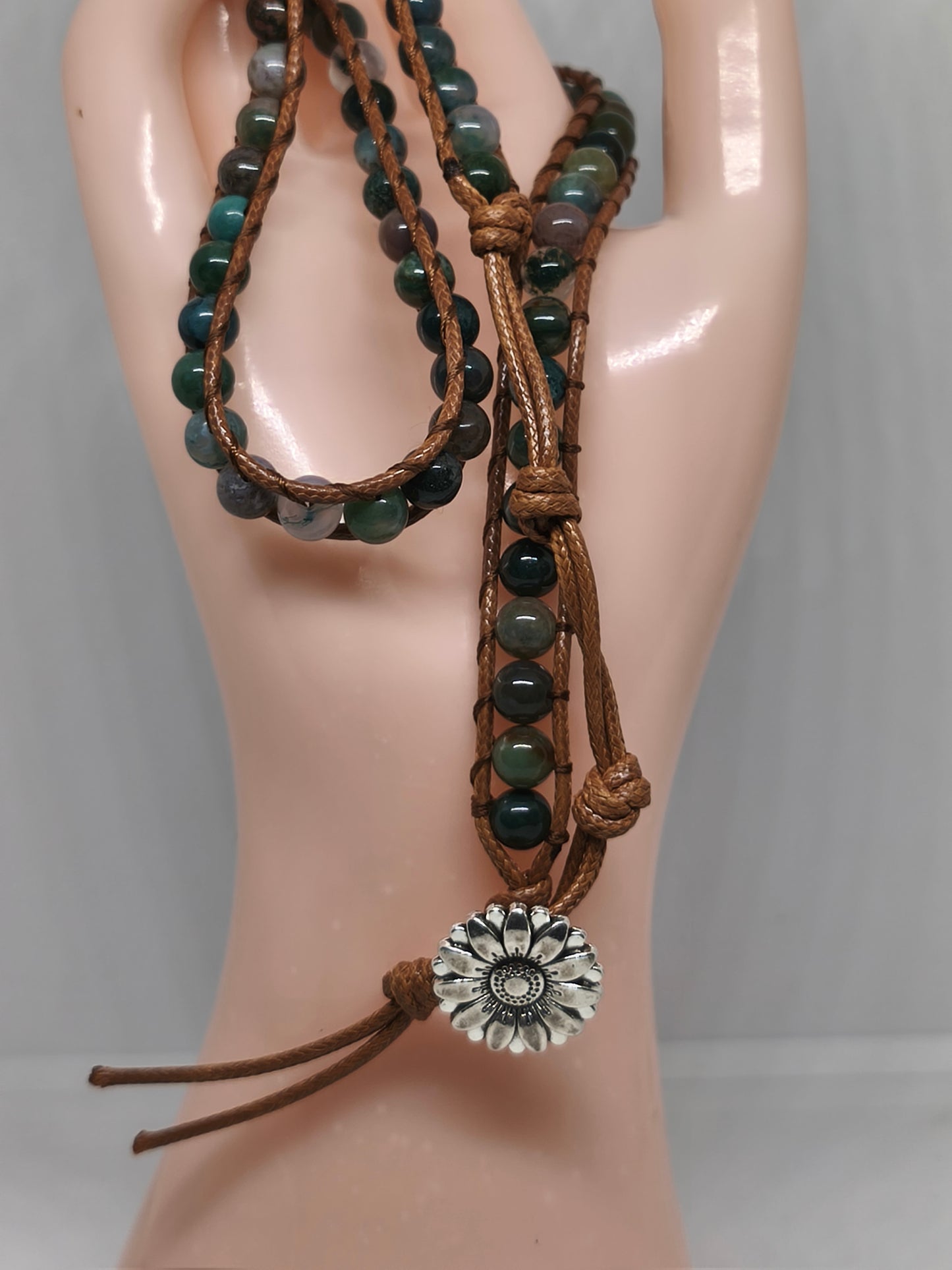 Bracelet enveloppant en perles d'agate indienne