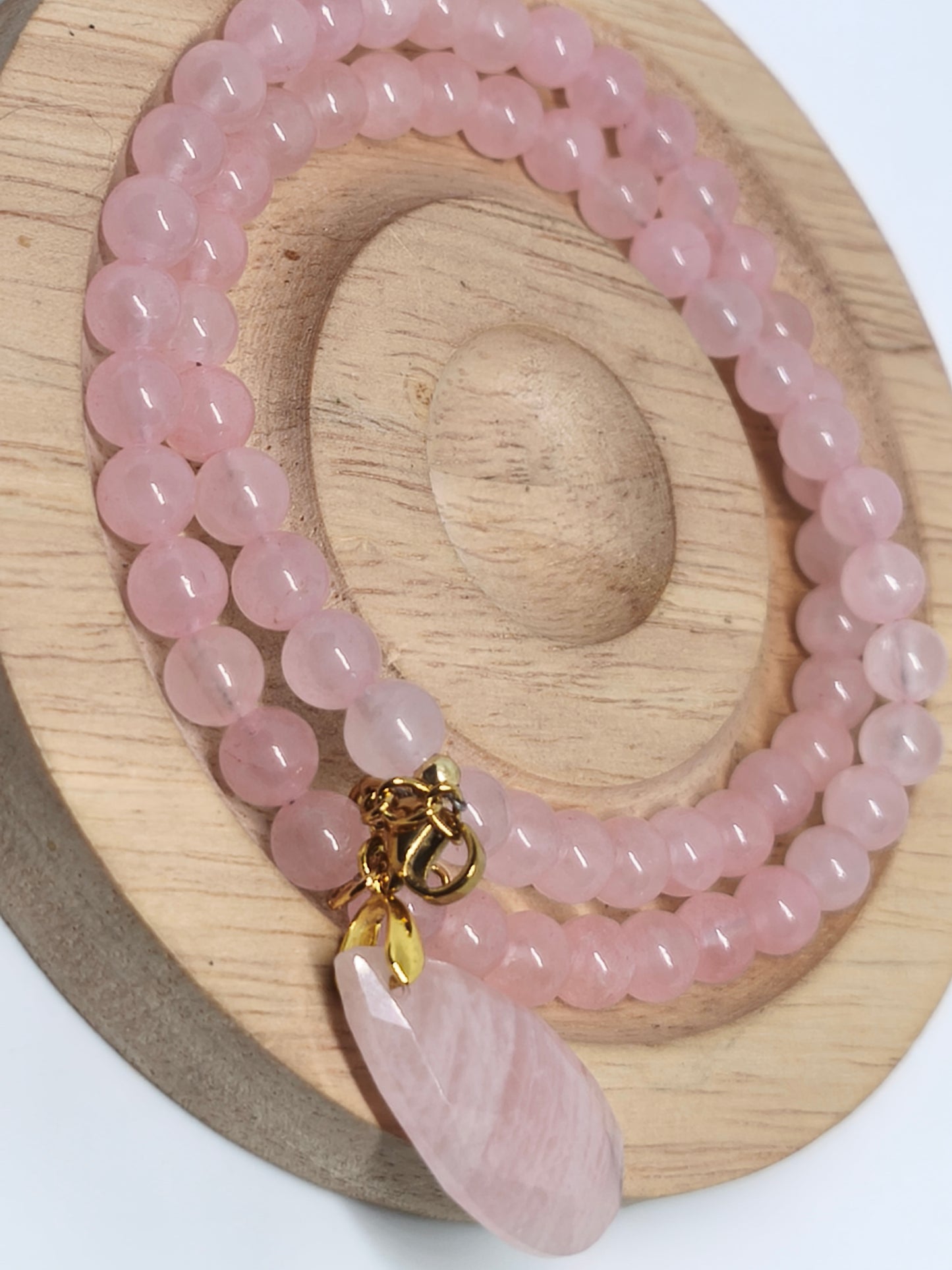 Collier quartz rose 4mm