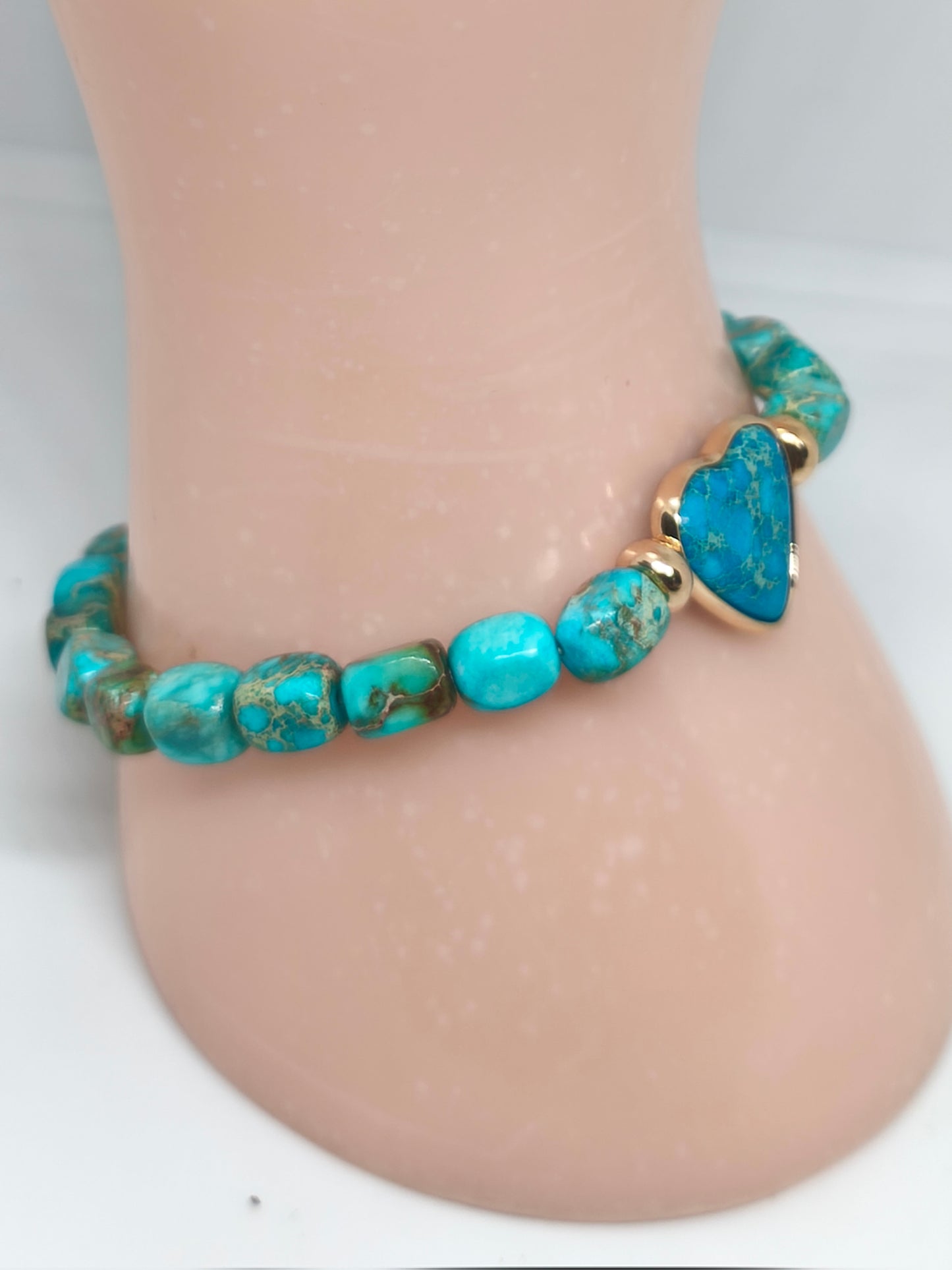 Bracelet en jaspe impérial turquoise 6mm