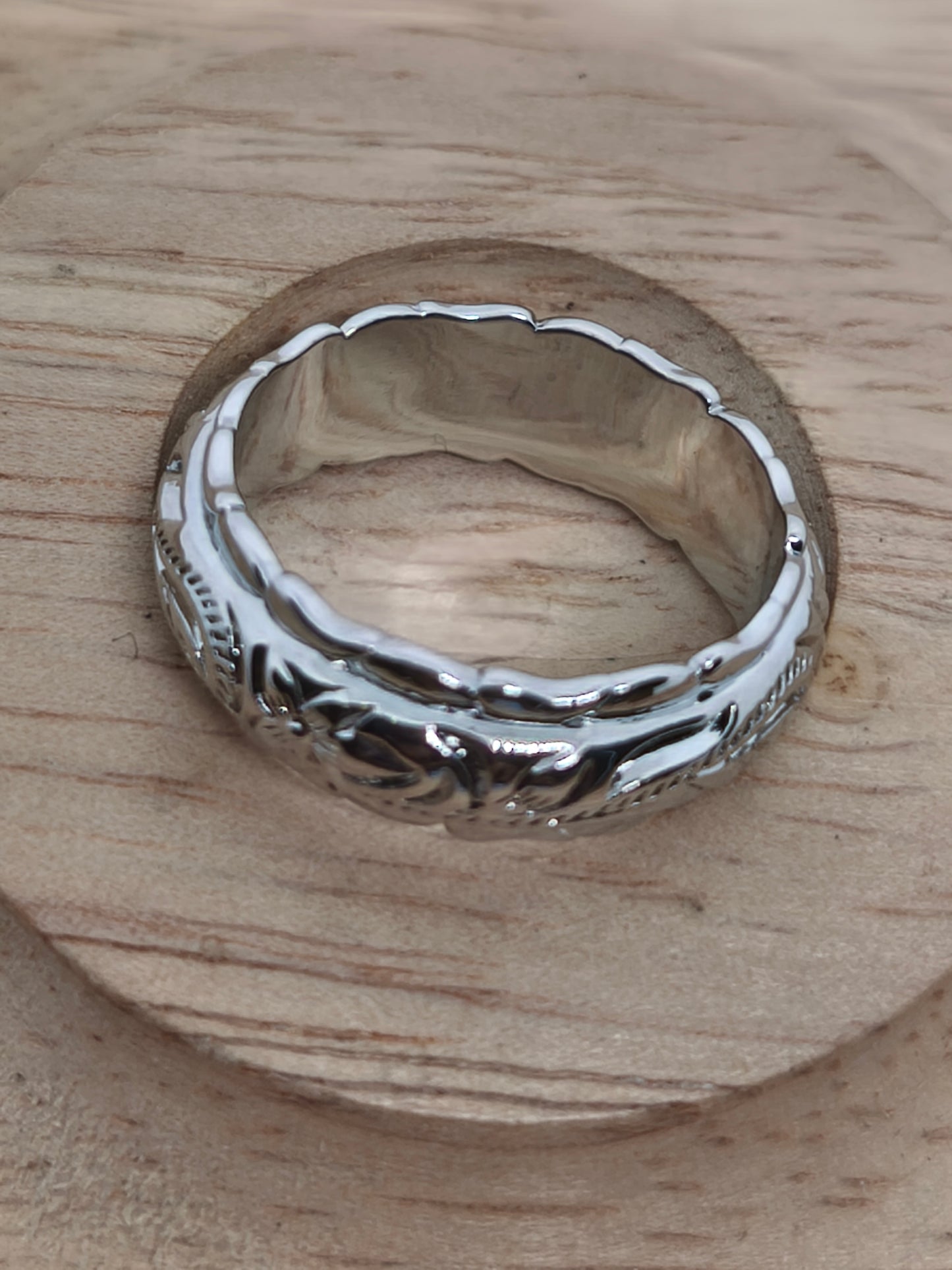 Bague anneau en acier inoxydable plaqué argent