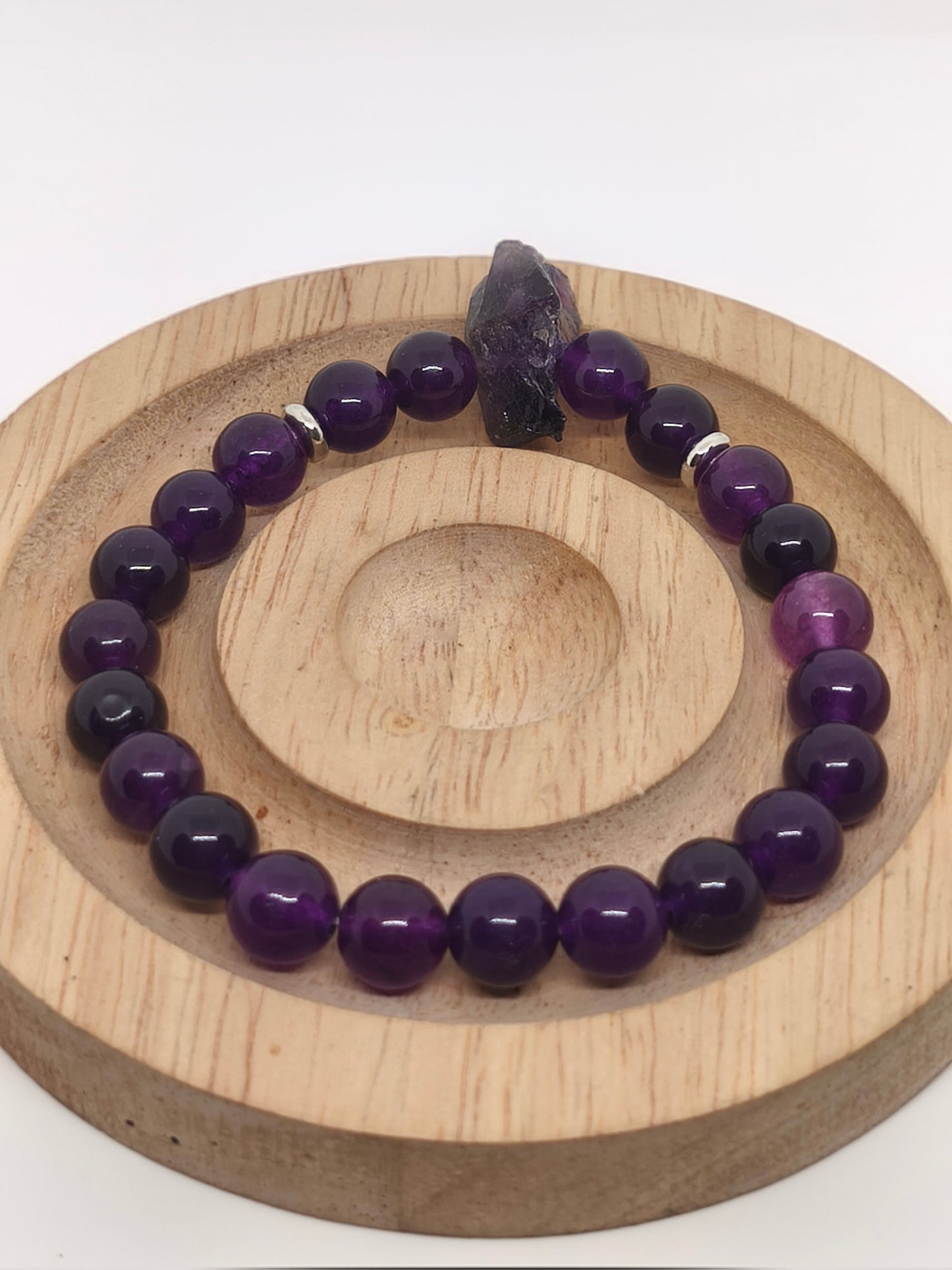 Bracelet en améthyste et pierre brute