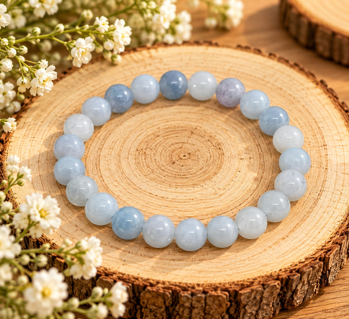 Aigue-marine, perle d'eau douce, larimar