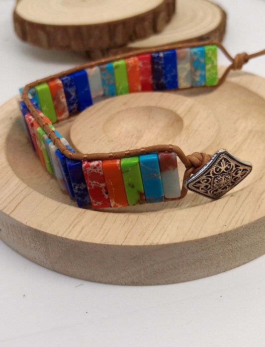 Bracelet en jaspe impérial multicolore