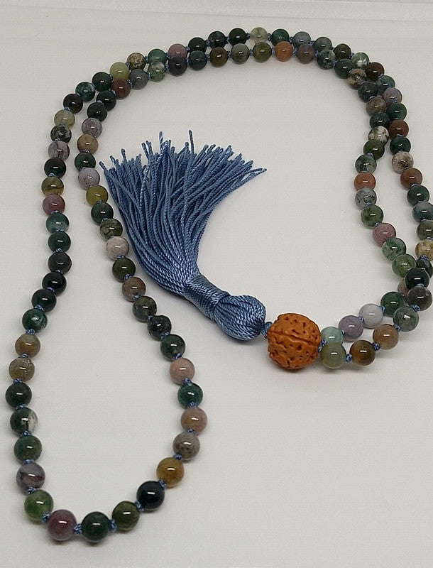 Collier Mala en agate indienne 6mm