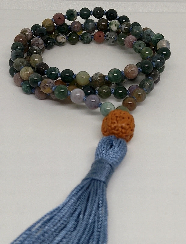 Collier Mala en agate indienne 6mm