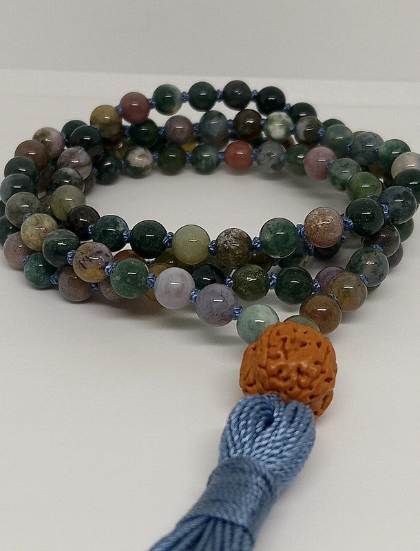Collier Mala en agate indienne 6mm