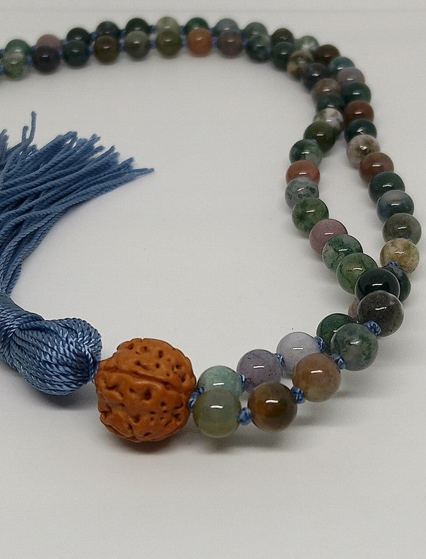 Collier Mala en agate indienne 6mm