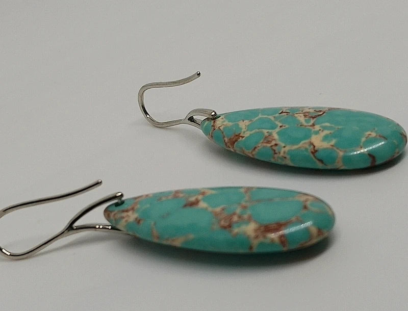 Boucles d'oreilles en jaspe sédimentaire turquoise