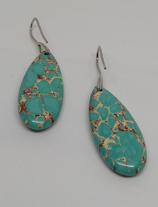 Boucles d'oreilles en jaspe sédimentaire turquoise