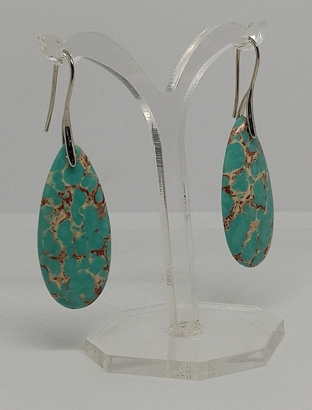 Boucles d'oreilles en jaspe sédimentaire turquoise
