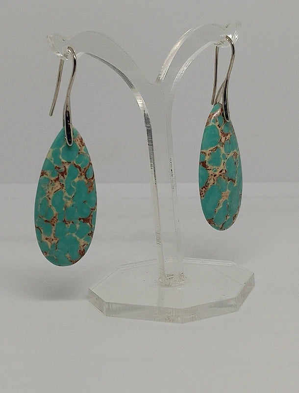 Boucles d'oreilles en jaspe sédimentaire turquoise