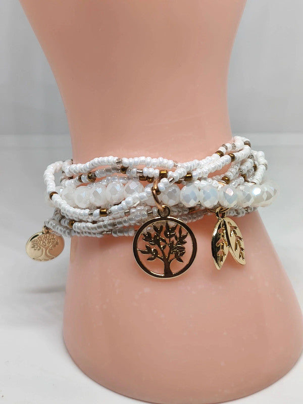 Bracelets en perles de riz de 2mm et perles de verre 6mm.