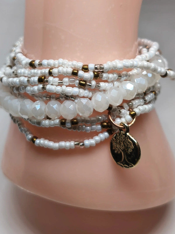 Bracelets en perles de riz de 2mm et perles de verre 6mm.