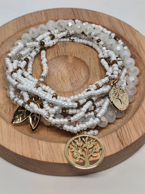 Bracelets en perles de riz de 2mm et perles de verre 6mm.