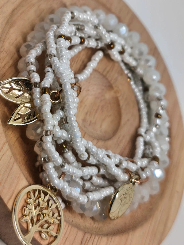 Bracelets en perles de riz de 2mm et perles de verre 6mm.