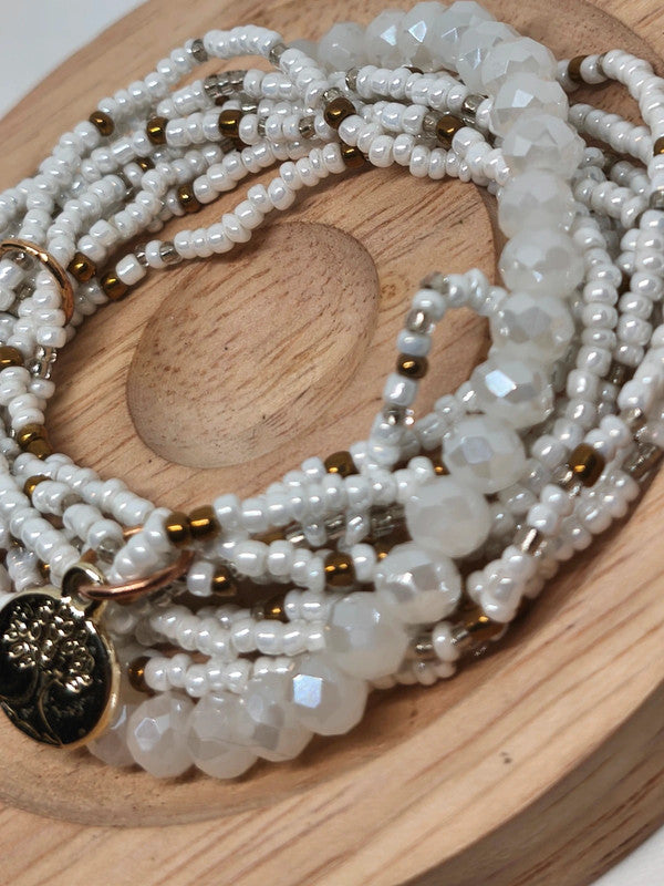 Bracelets en perles de riz de 2mm et perles de verre 6mm.