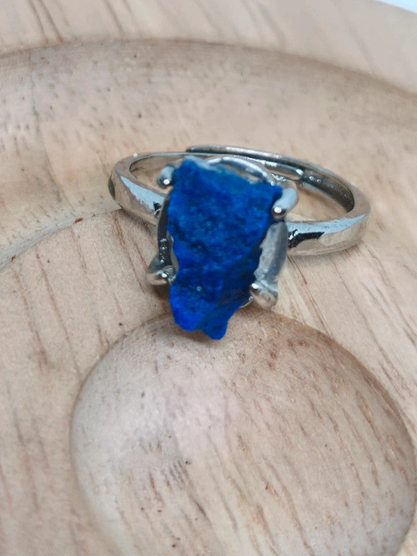 Bague ajustable en pierre de lapis lazuli brute