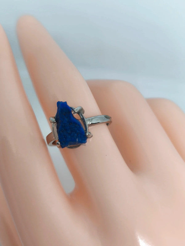 Bague ajustable en pierre de lapis lazuli brute