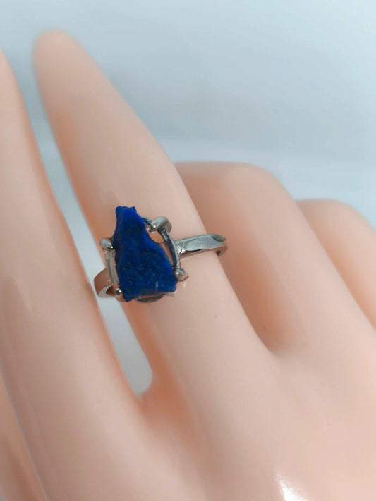 Bague ajustable en pierre de lapis lazuli brute