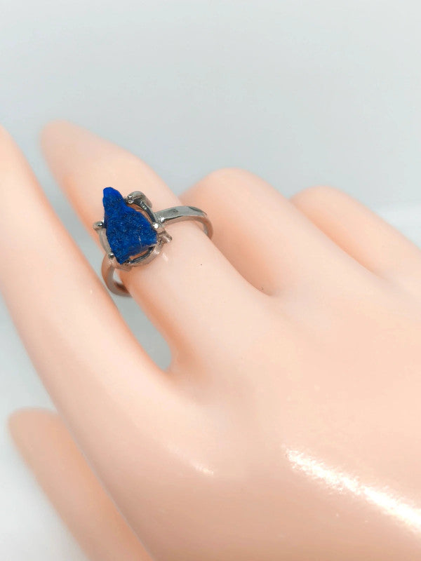 Bague ajustable en pierre de lapis lazuli brute