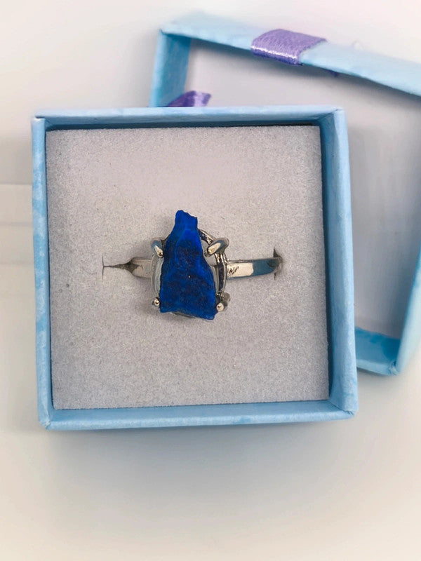 Bague ajustable en pierre de lapis lazuli brute