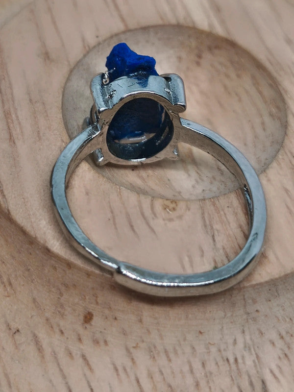 Bague ajustable en pierre de lapis lazuli brute