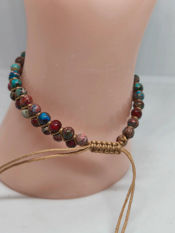 Bracelet ajustable en jaspe impérial multicolore