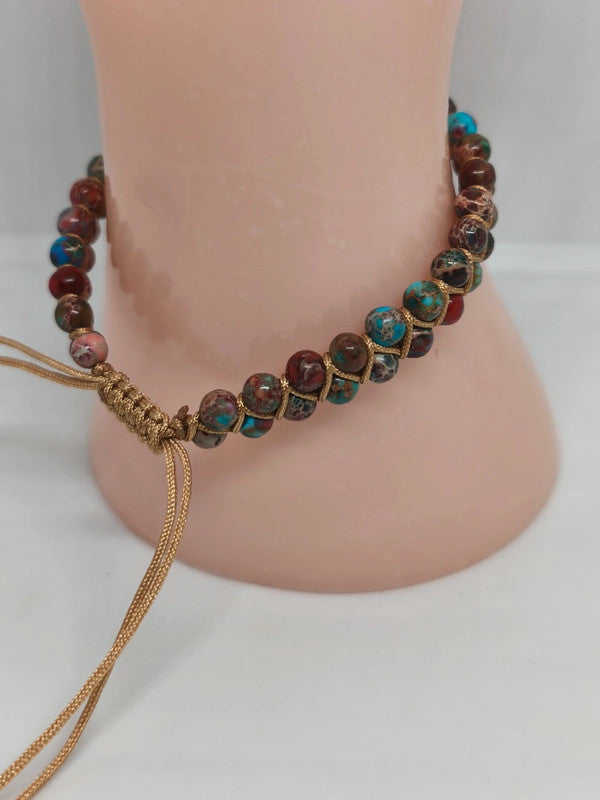 Bracelet ajustable en jaspe impérial multicolore