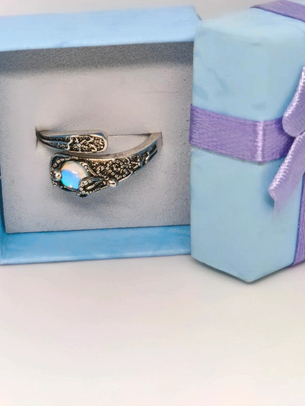 Bague cuillère en argent sterling et pierre de lune