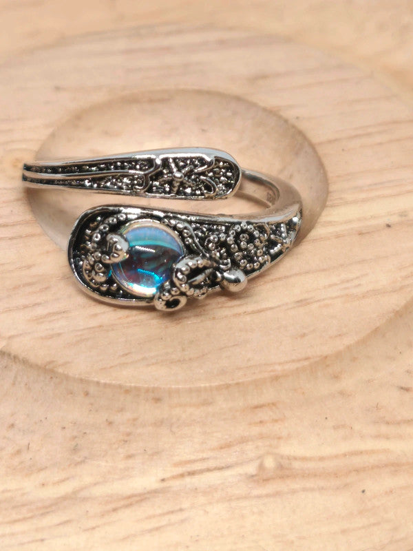 Bague cuillère en argent sterling et pierre de lune