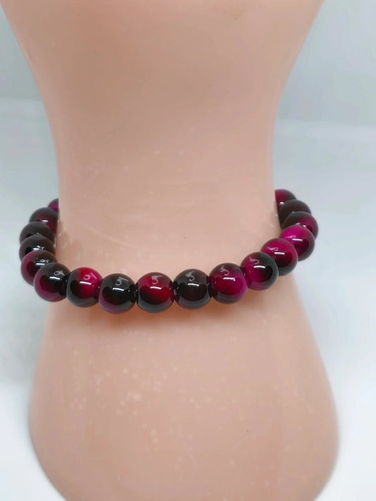 Bracelet en oeil de tigre rose 8mm