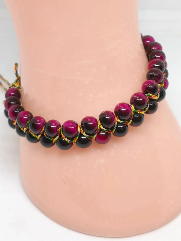 Bracelet double en oeil de tigre rose 6mm