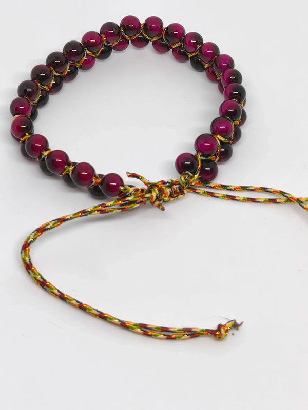 Bracelet double en oeil de tigre rose 6mm