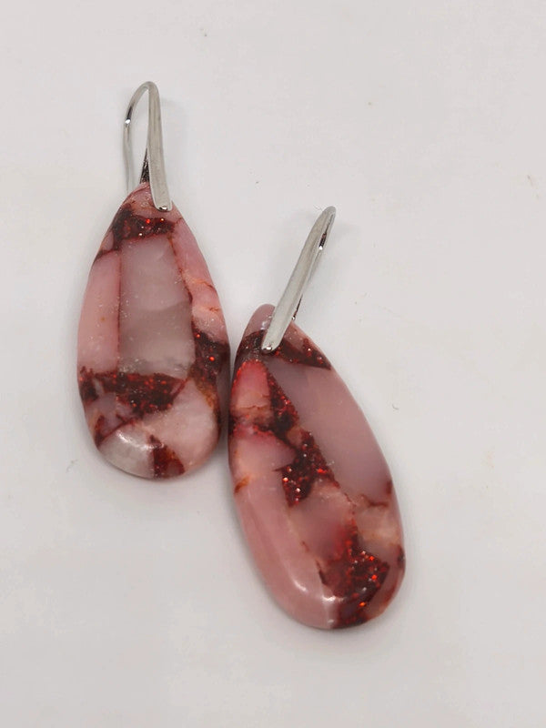 Boucles d'oreilles en calcédoine rose