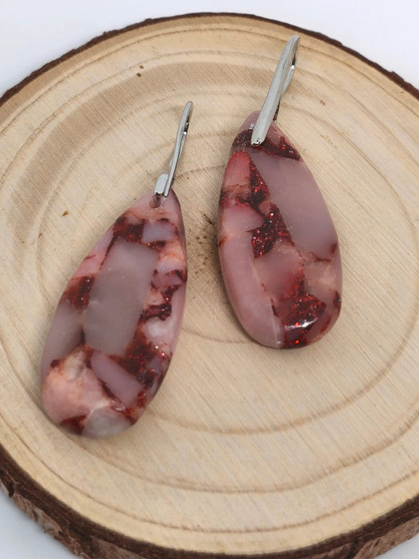 Boucles d'oreilles en calcédoine rose